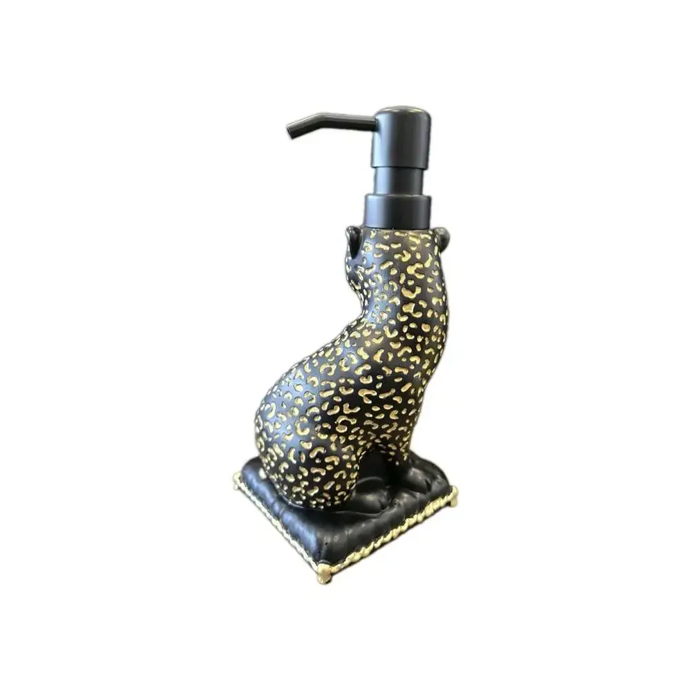New Resin Black & Gold Leopard Cheetah Soap Dispenser Kitchen / Bathroom